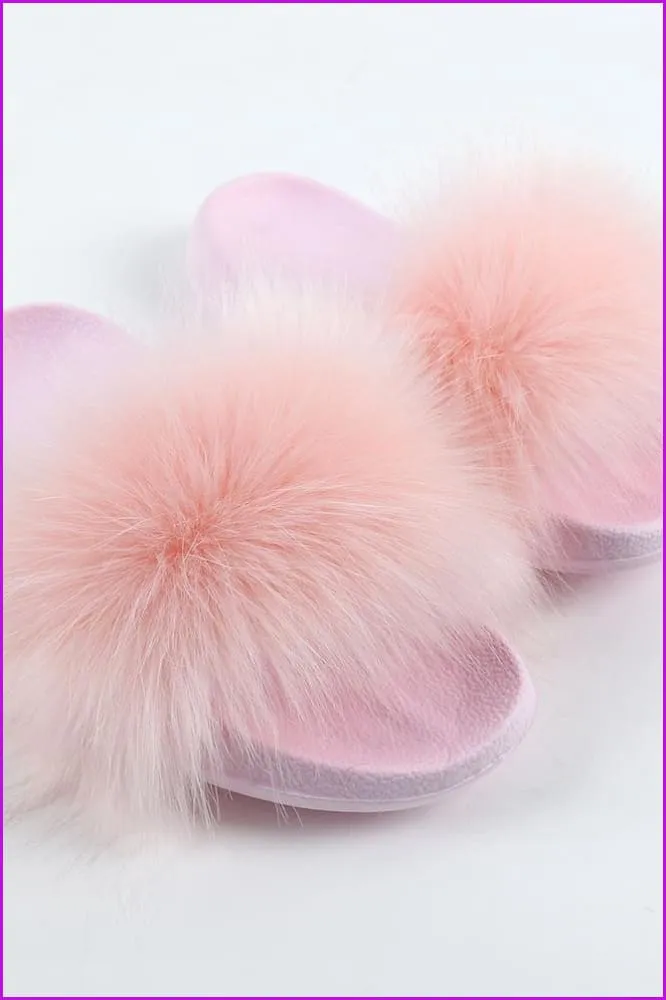 {5-7 days wait for make} Pink Sole Faux Fake Normal Fluffy Fur Slides F797