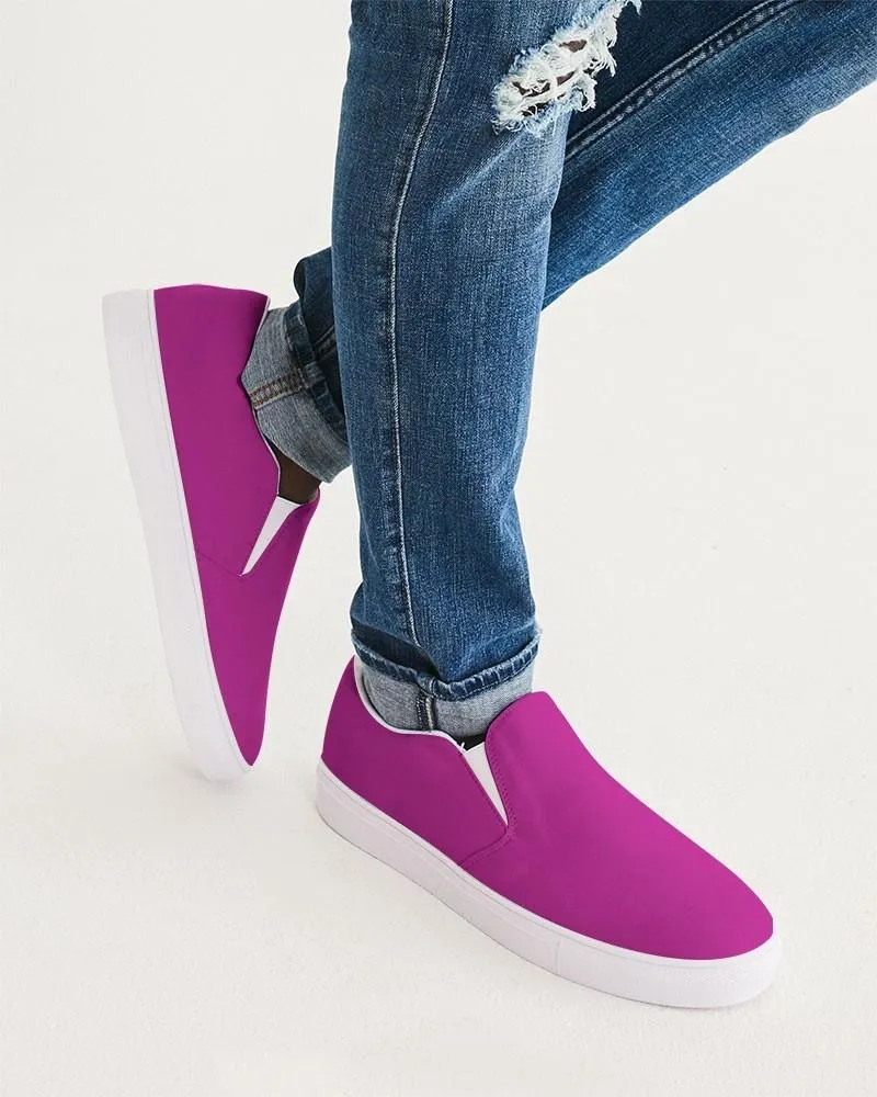 Bright Magenta Purple Slip-On Canvas Sneakers | Men's | Bright Pure Magenta Purple | C25M100Y0K0