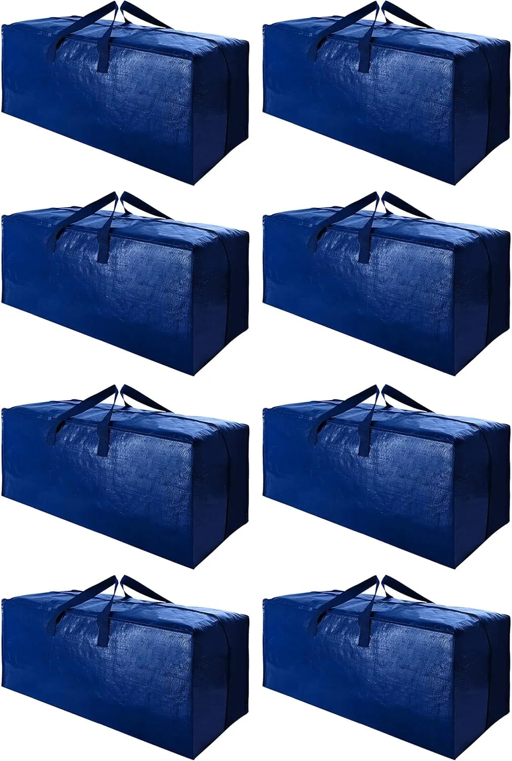Cosy Family 8 Pack Heavy Duty Extra Large Moving Bags with Backpack Straps - Strong Handles & Zippers, Storage Totes For Space Saving, Fold Flat, Alternative to Moving Box (Set of 8, Blue)