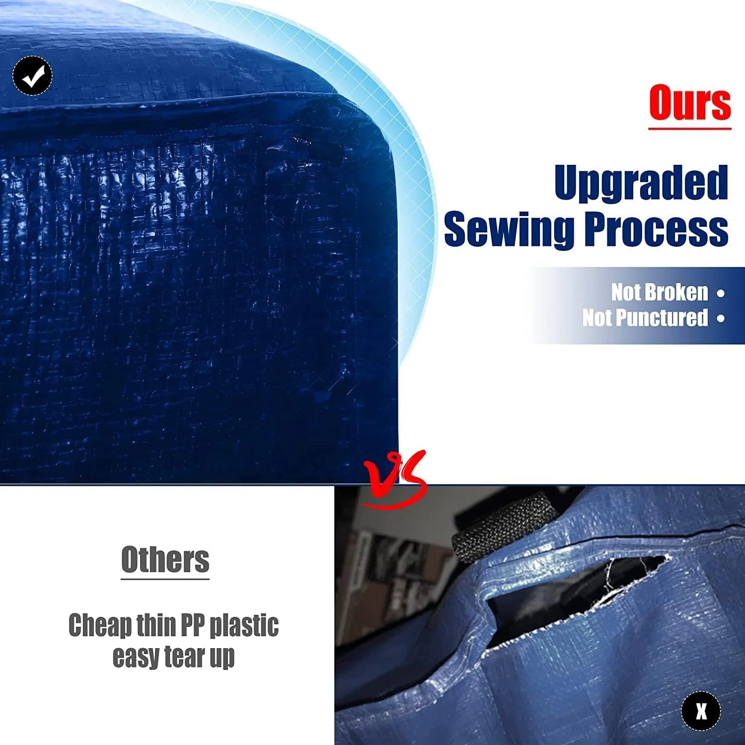 Cosy Family 8 Pack Heavy Duty Extra Large Moving Bags with Backpack Straps - Strong Handles & Zippers, Storage Totes For Space Saving, Fold Flat, Alternative to Moving Box (Set of 8, Blue)