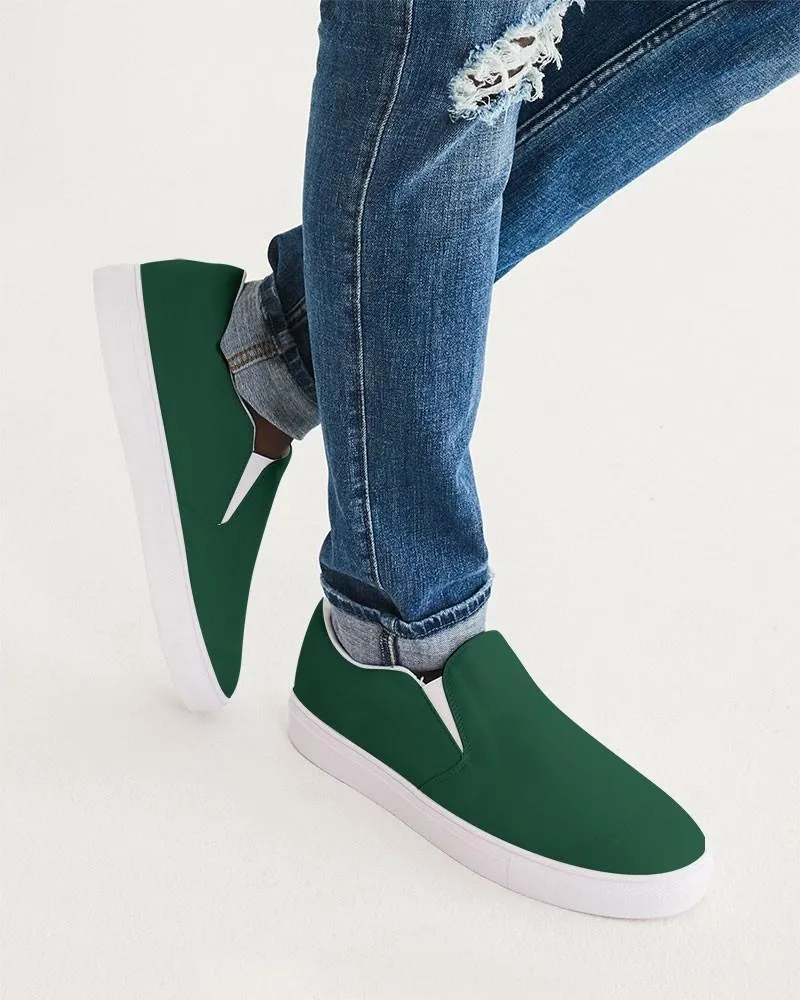 Dark Green Slip-On Canvas Sneakers | Men's | Dark Pastel Green | C60M0Y60K80