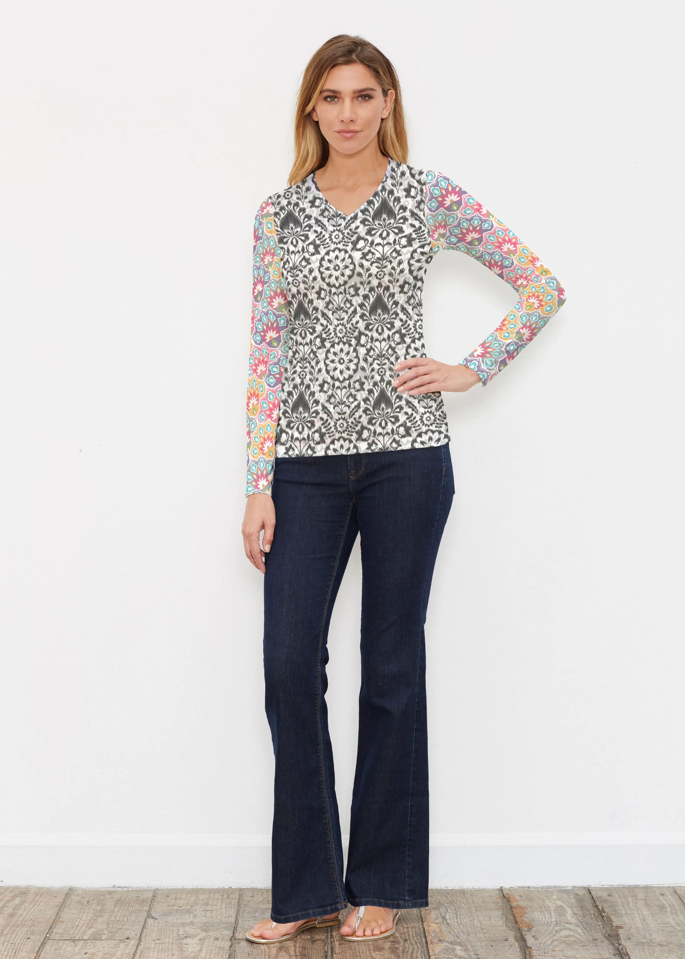 Darling Geo (13382) ~ Butterknit Long Sleeve V-Neck Top