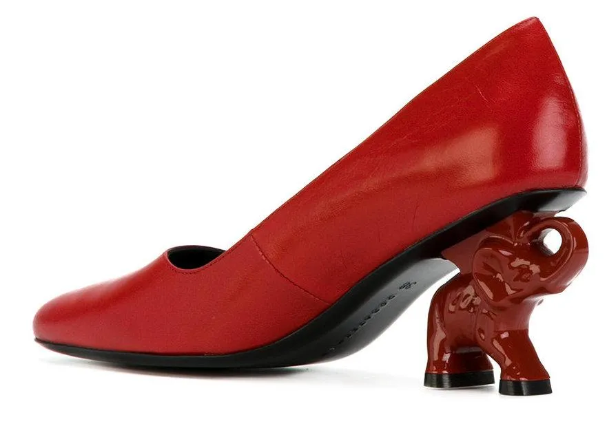 Elephant Heel Pumps - Black, Red, Silver