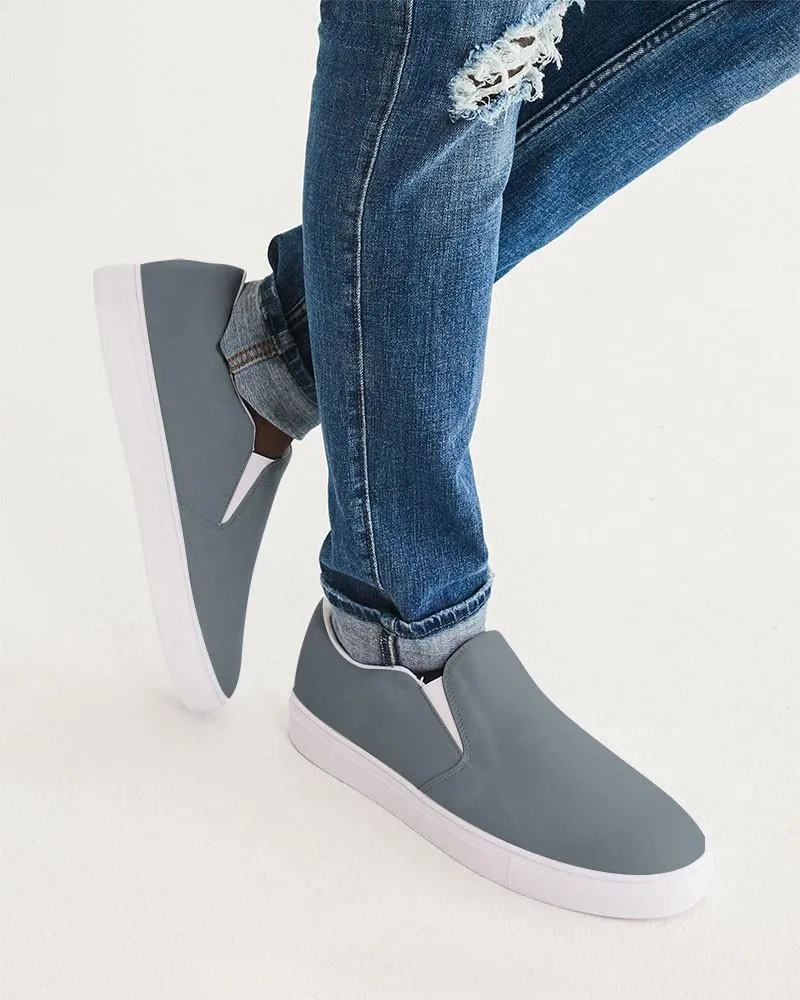 Medium Dark Cyan Gray Slip-On Canvas Sneakers | Men's | Medium Dark Pale Cyan Gray | C10M0Y0K60