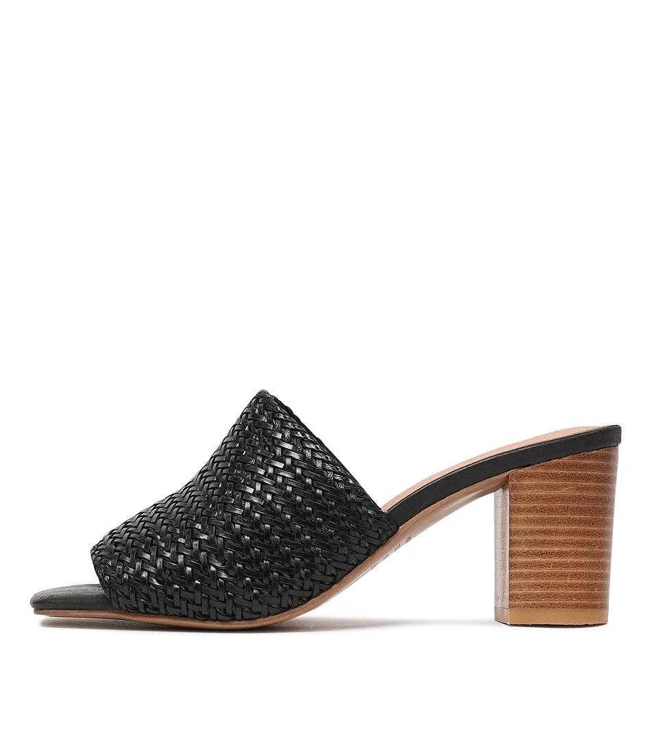 Paiton Black Weave Leather Heels