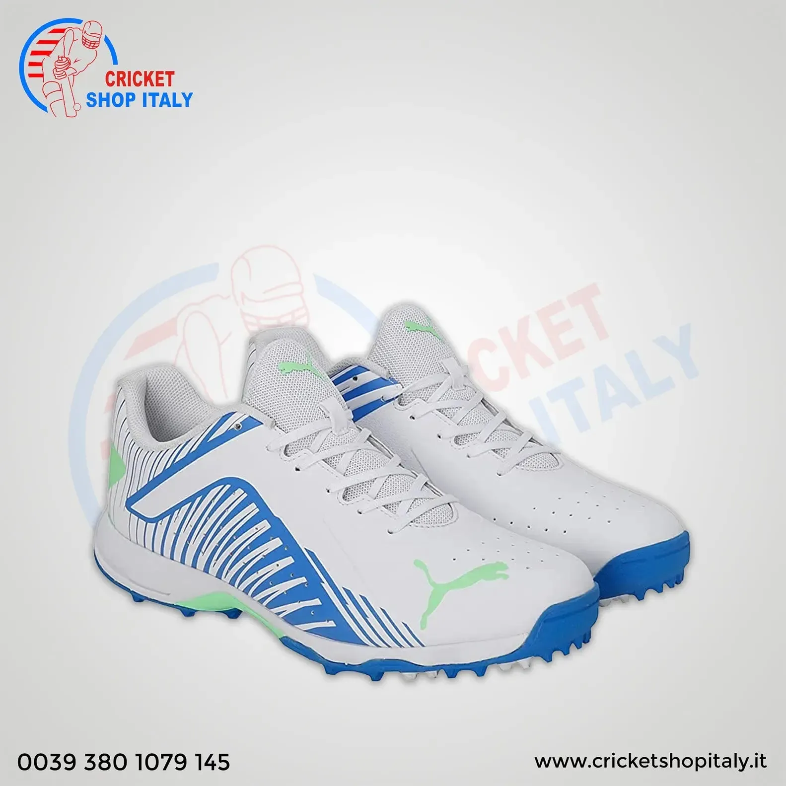 Puma 22 FH Rubber Cricket Shoes Puma White-Bluemazing