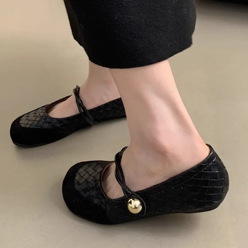 Retro Round Toe Women'S Soft-Soled Shoes